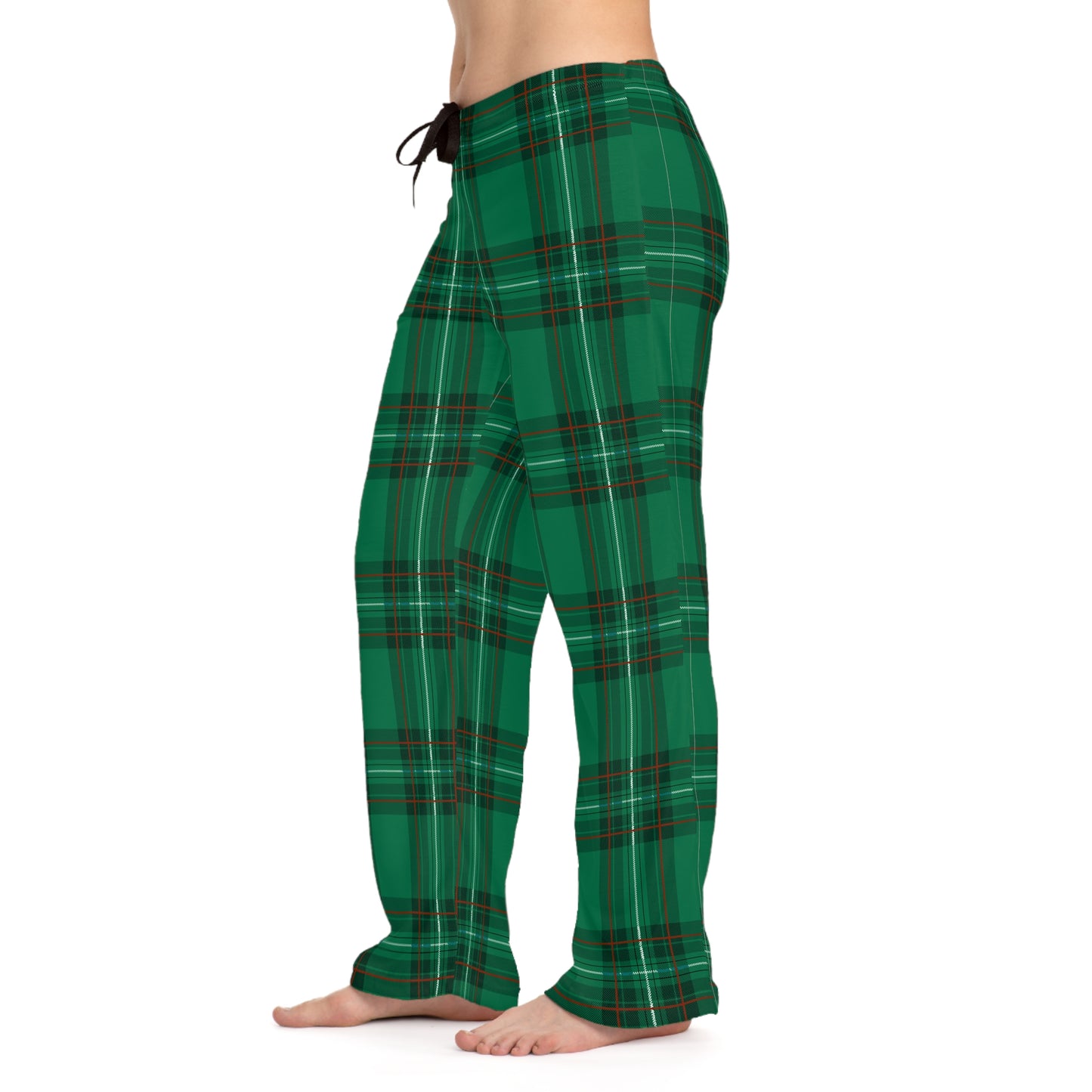 Green and Black Plaid Women's Pajama Pants (AOP)