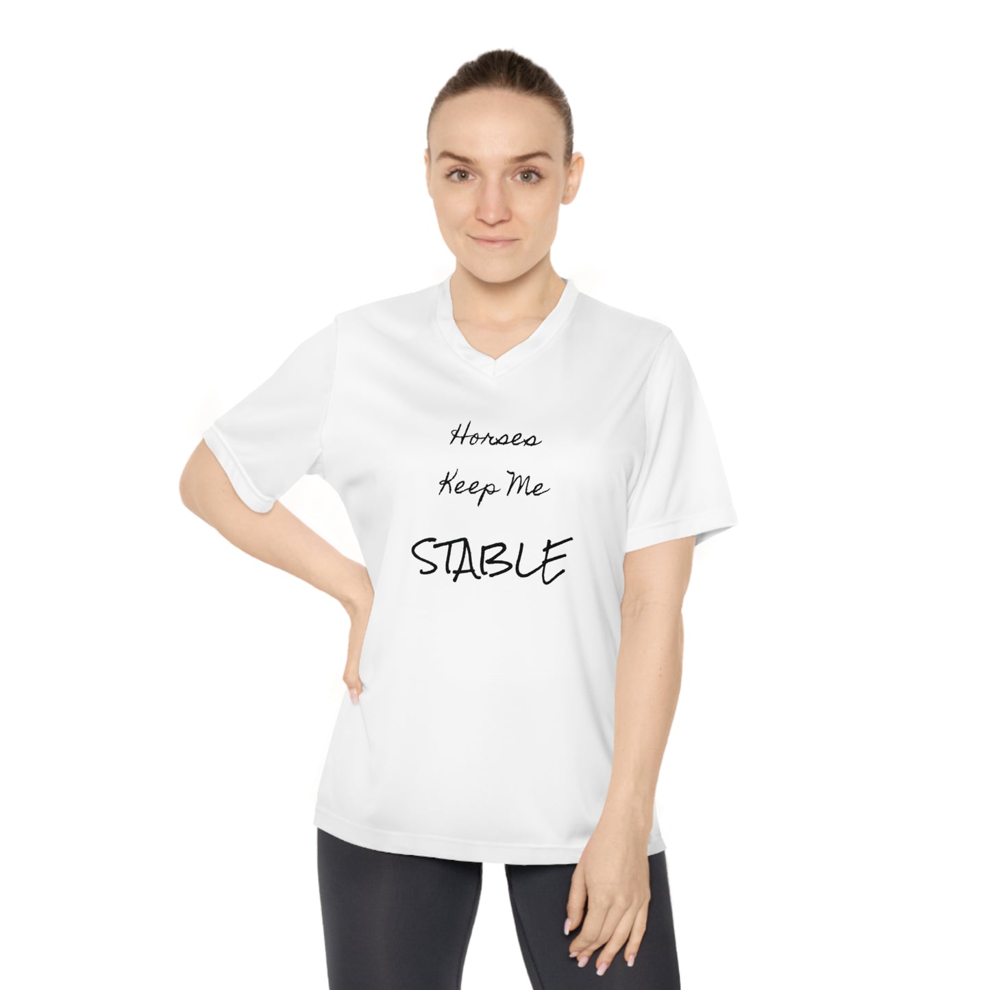 Horses Keep Me STABLE Women's Performance V-Neck T-Shirt