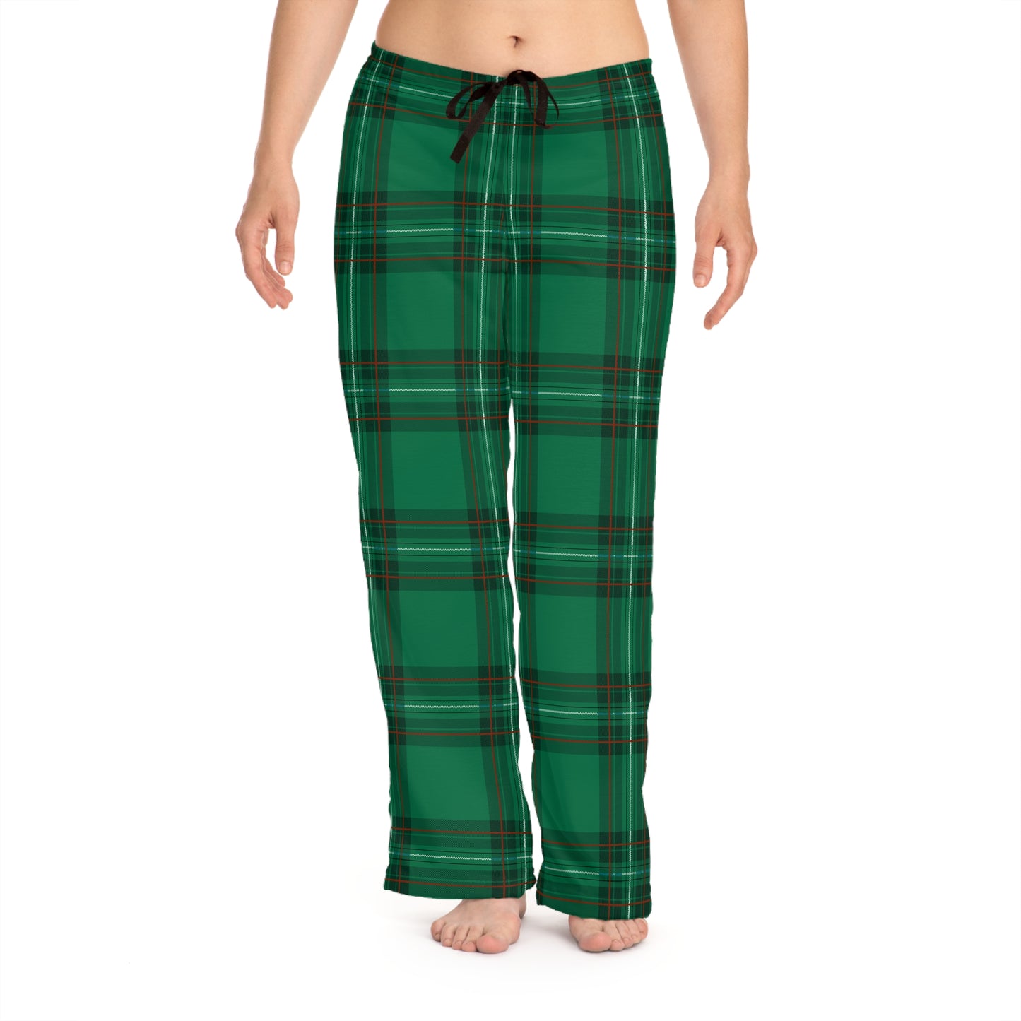 Green and Black Plaid Women's Pajama Pants (AOP)