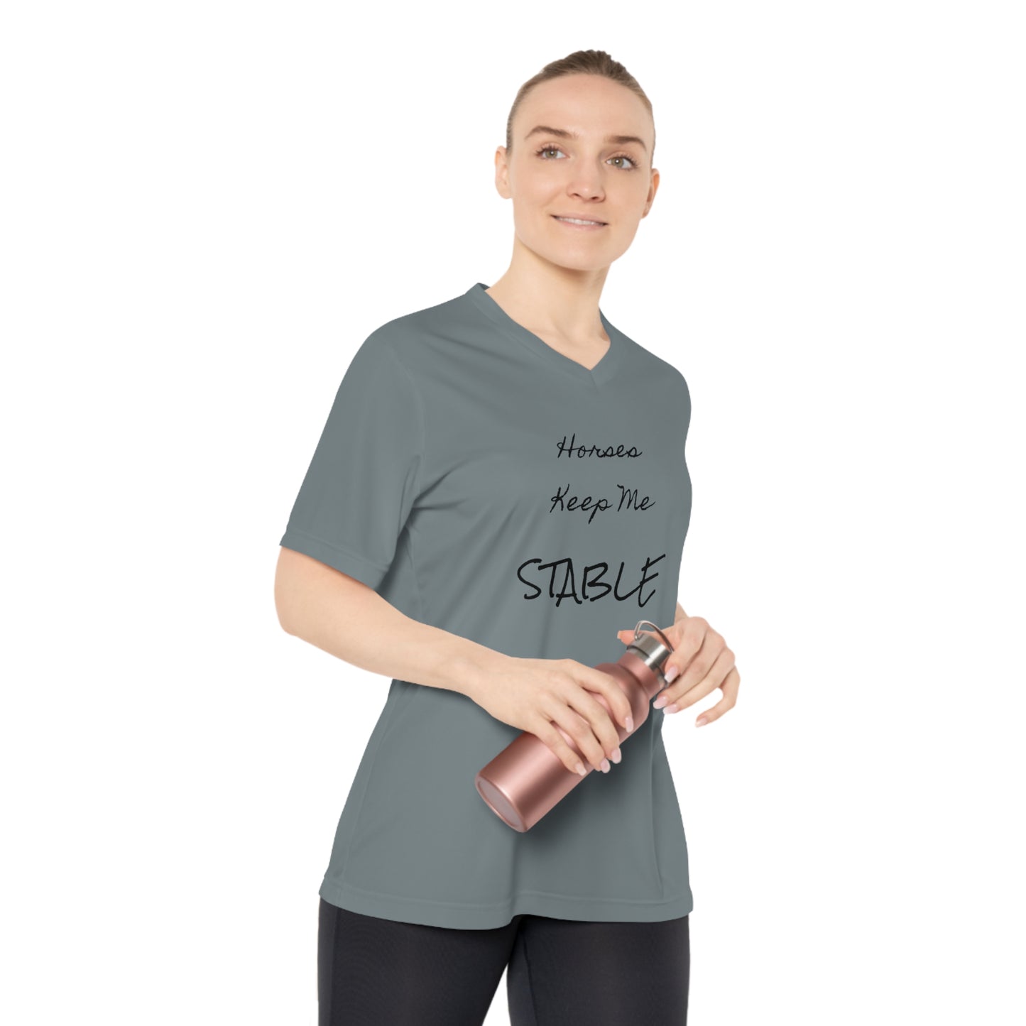 Horses Keep Me STABLE Women's Performance V-Neck T-Shirt