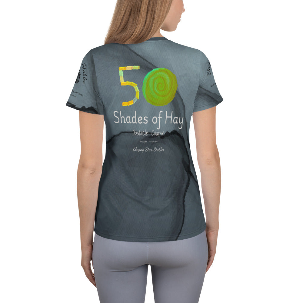 50 Shades of Hay Obstacle Course Women's Athletic T-shirt
