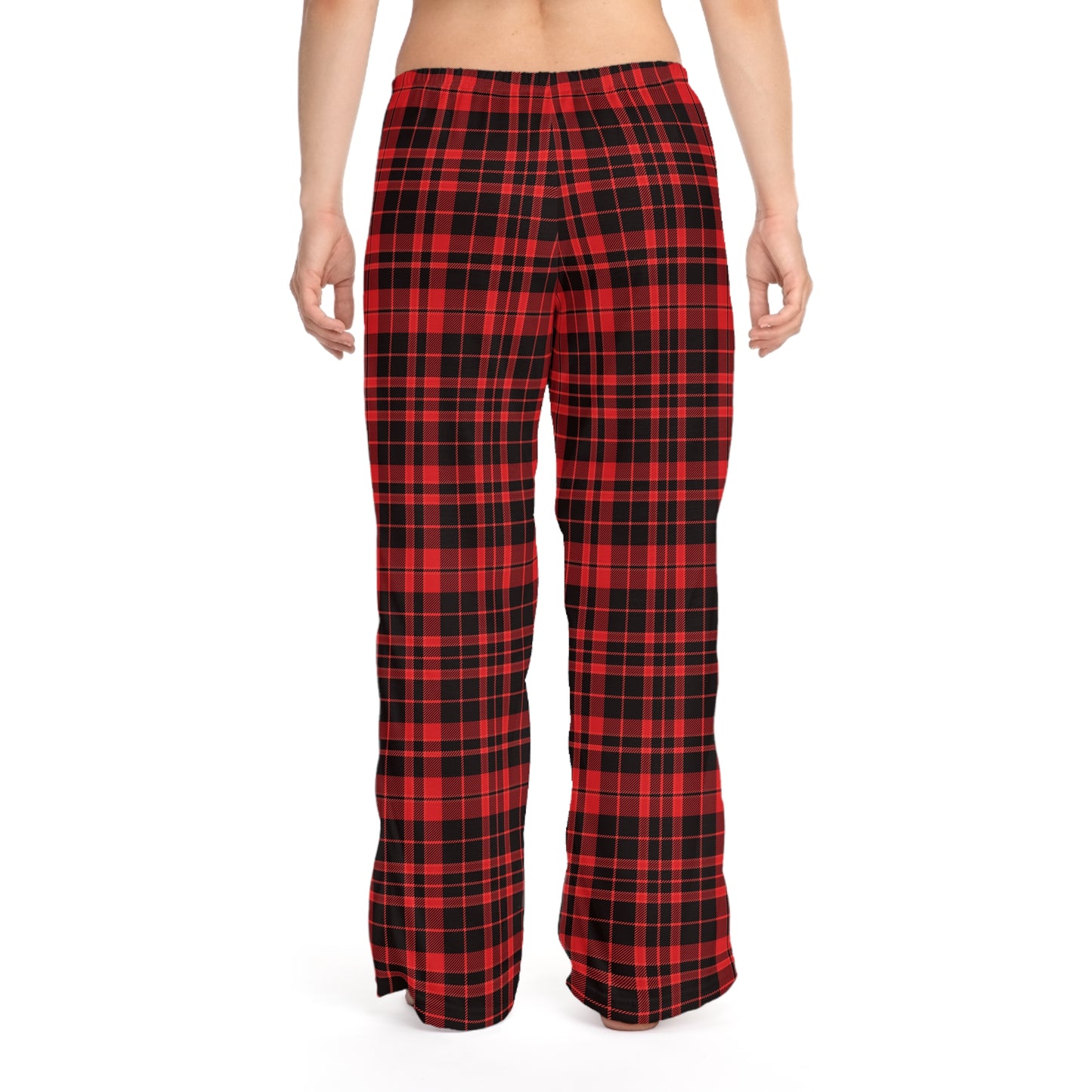 Black and Red Plaid Women's Pajama Pants (AOP)