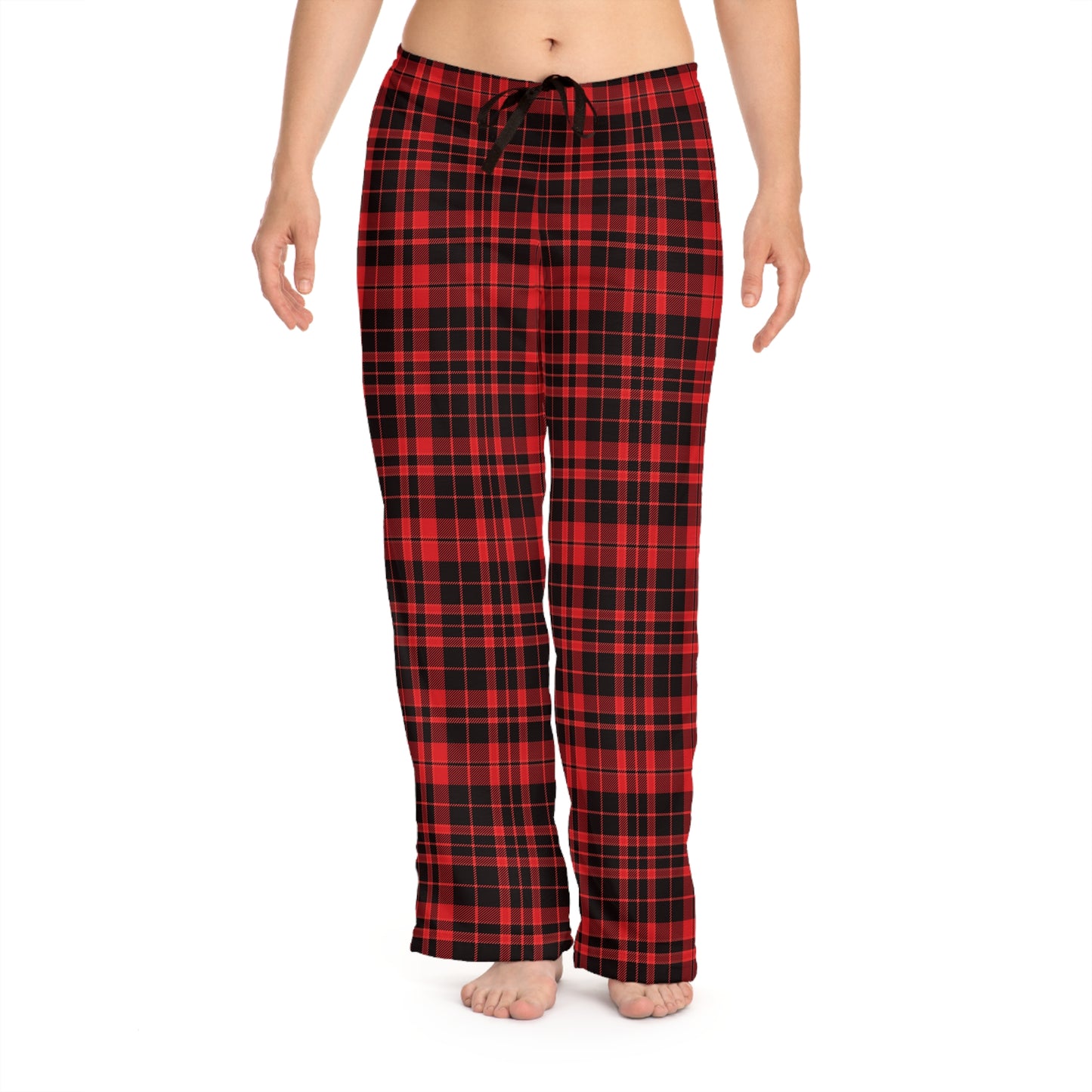 Black and Red Plaid Women's Pajama Pants (AOP)