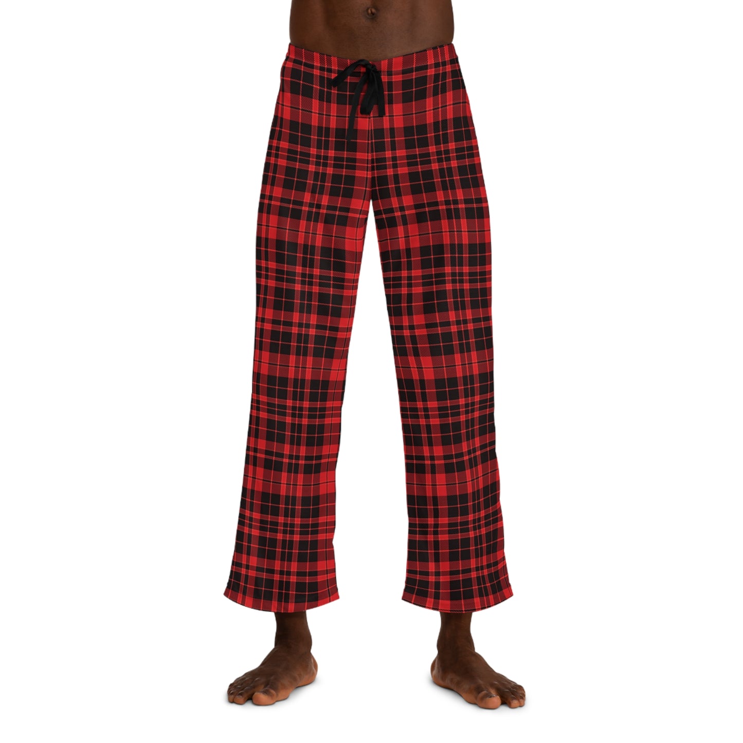 Black and Red Plaid Men's Pajama Pants (AOP)