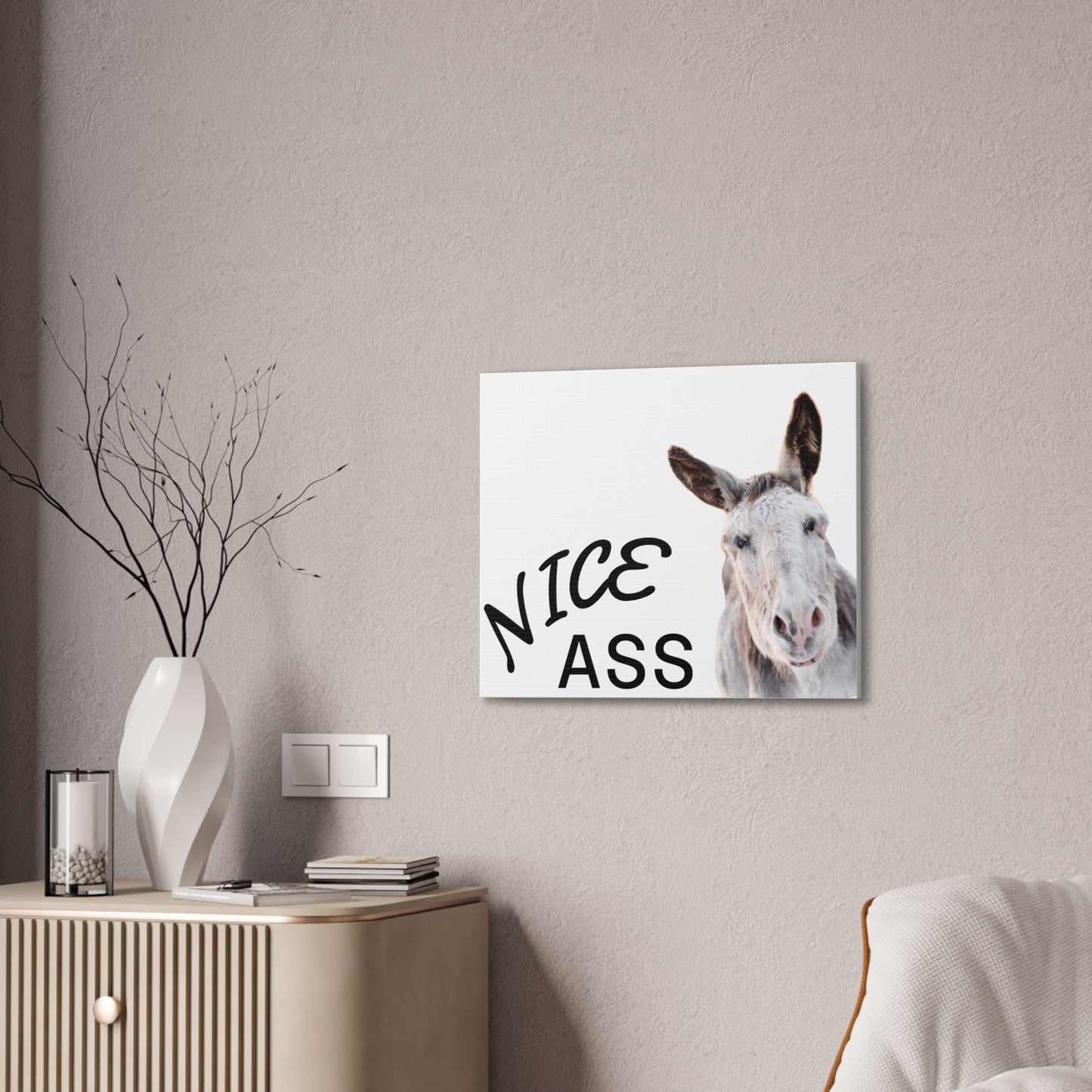 Nice Ass Donkey Canvas Print — Funny Animal Bathroom Wall Art