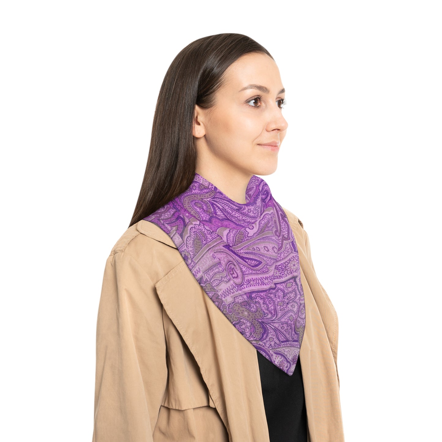 Purple Paisley Poly Scarf