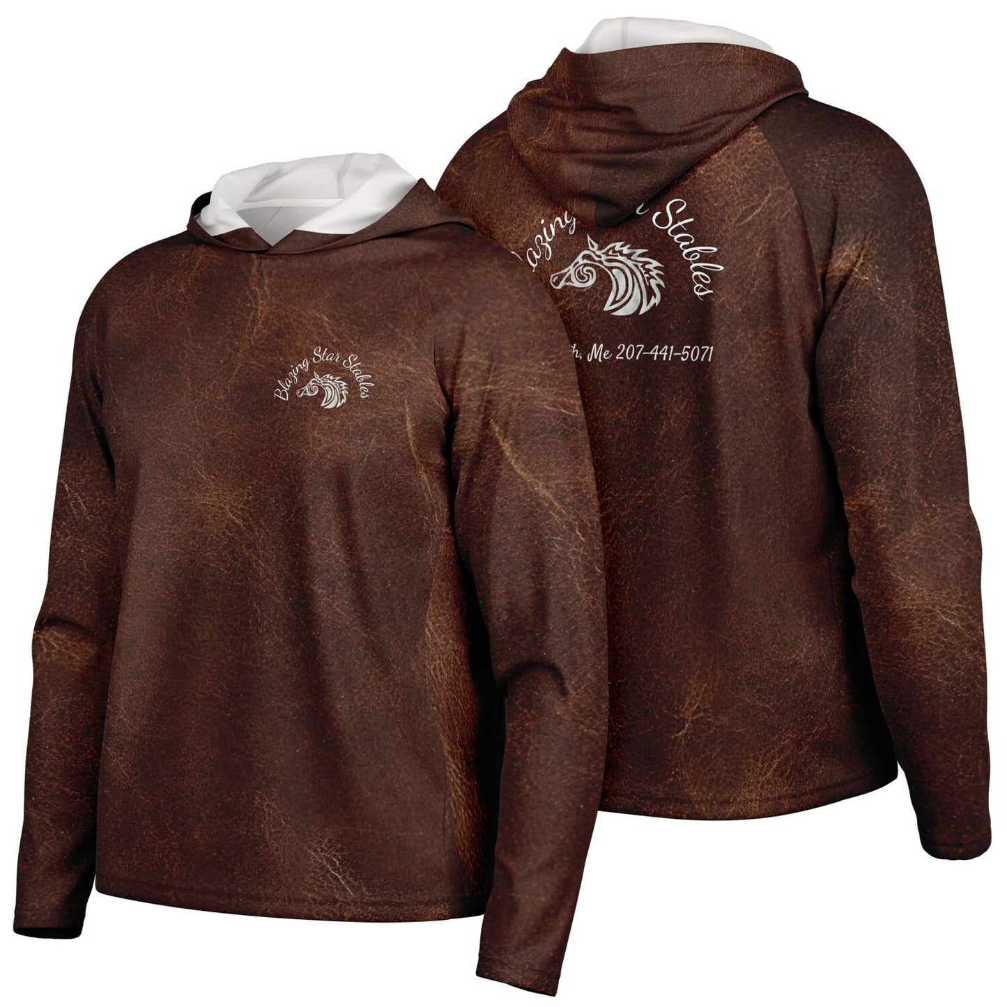 Blazing Star Stables Men's Long Sleeve Hooded Performance Shirt - AOP