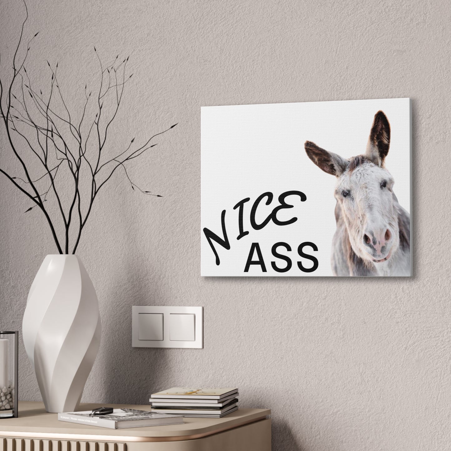 Nice Ass Donkey Canvas Print — Funny Animal Bathroom Wall Art