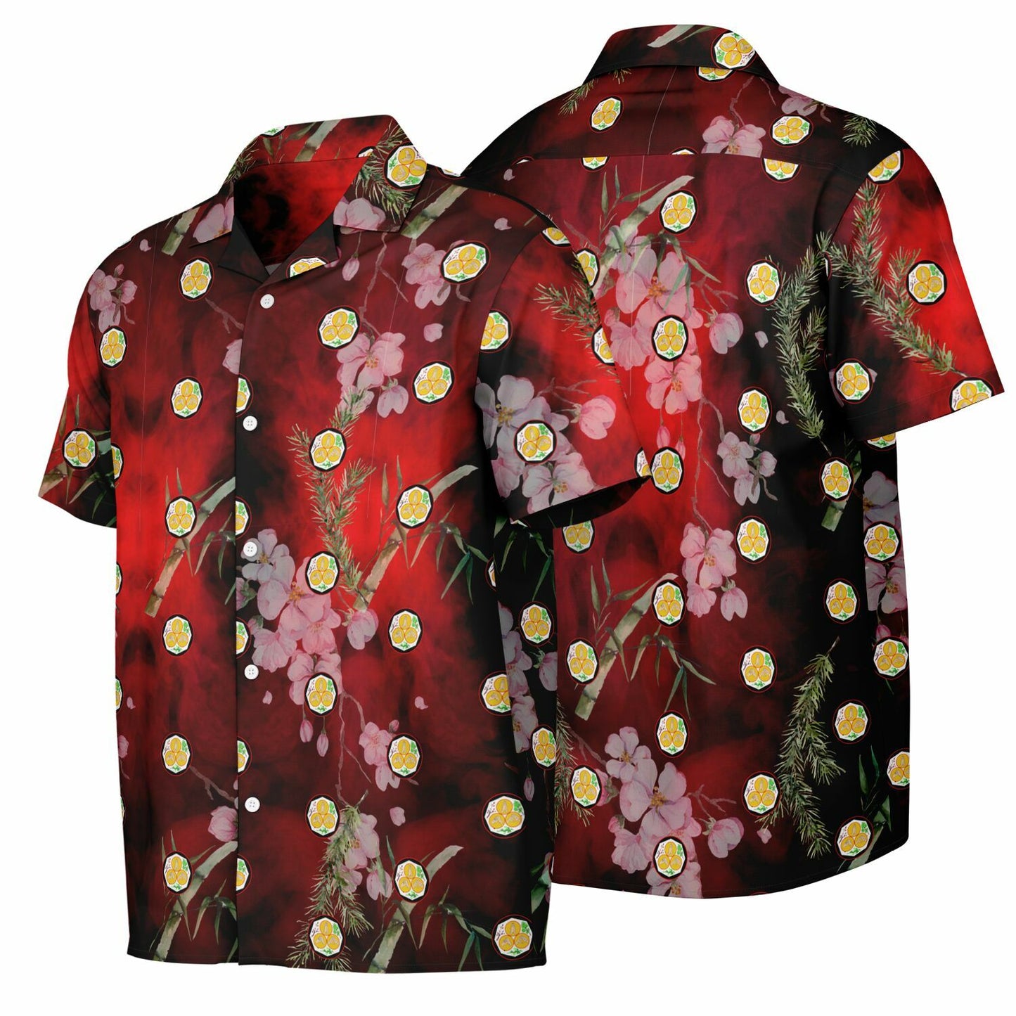 Kosho Spread Collar Short Sleeve Button-Down Shirt - AOP 1