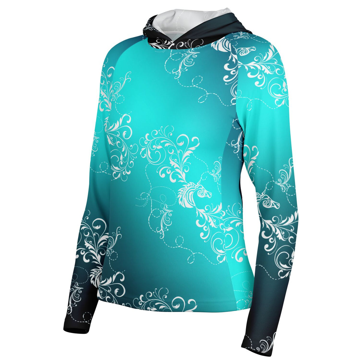 Women's Paisley Ombre Long Sleeve Hooded Performance Shirt -