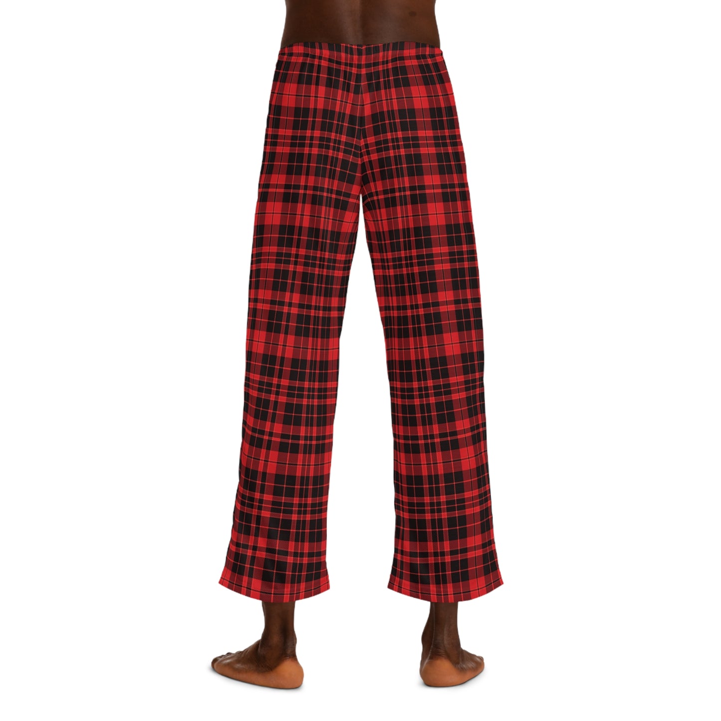 Black and Red Plaid Men's Pajama Pants (AOP)