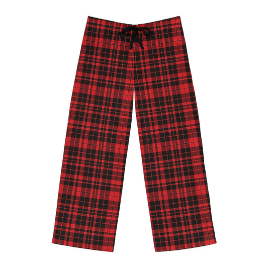 Black and Red Plaid Men's Pajama Pants (AOP)