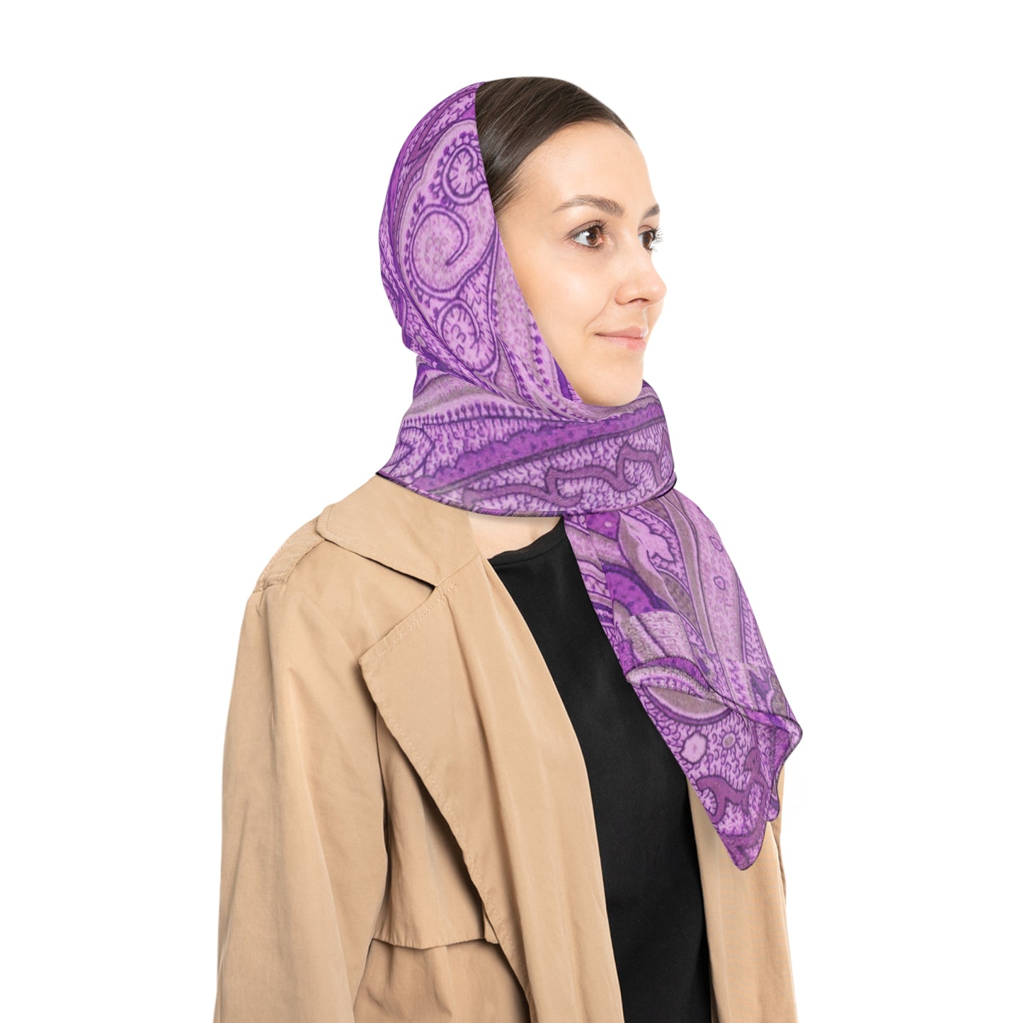 Purple Paisley Poly Scarf