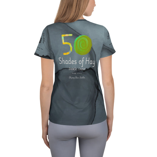 50 Shades of Hay Obstacle Course  Women's Athletic T-shirt