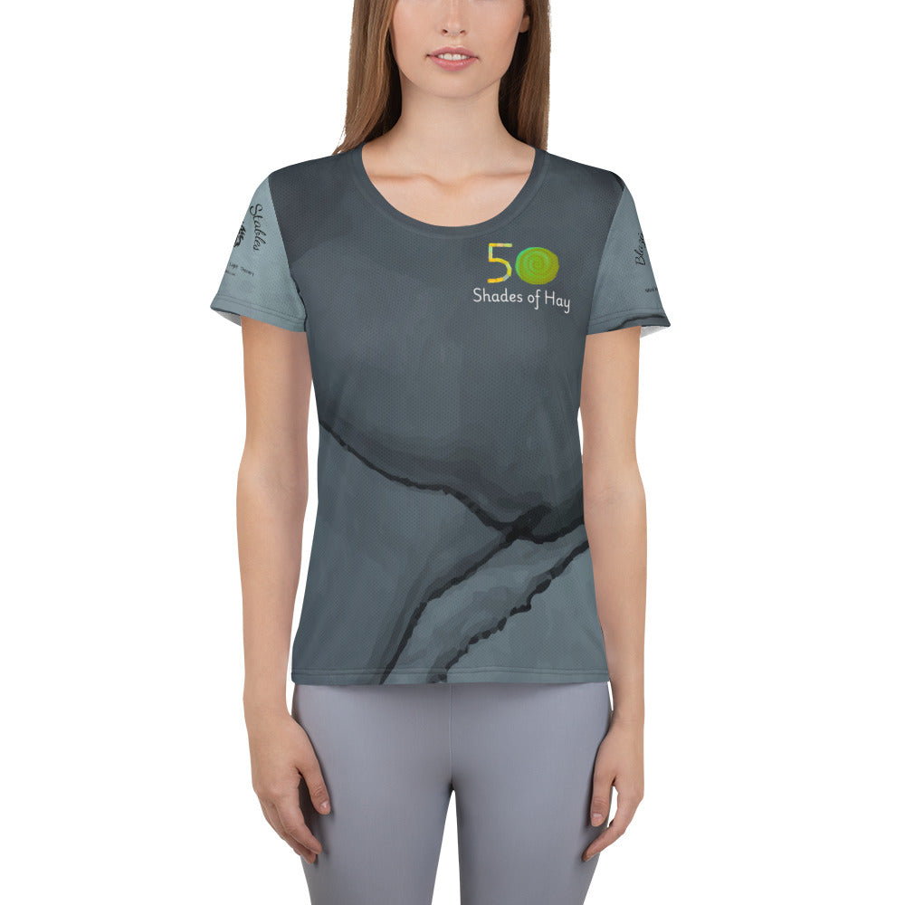 50 Shades of Hay Obstacle Course  Women's Athletic T-shirt