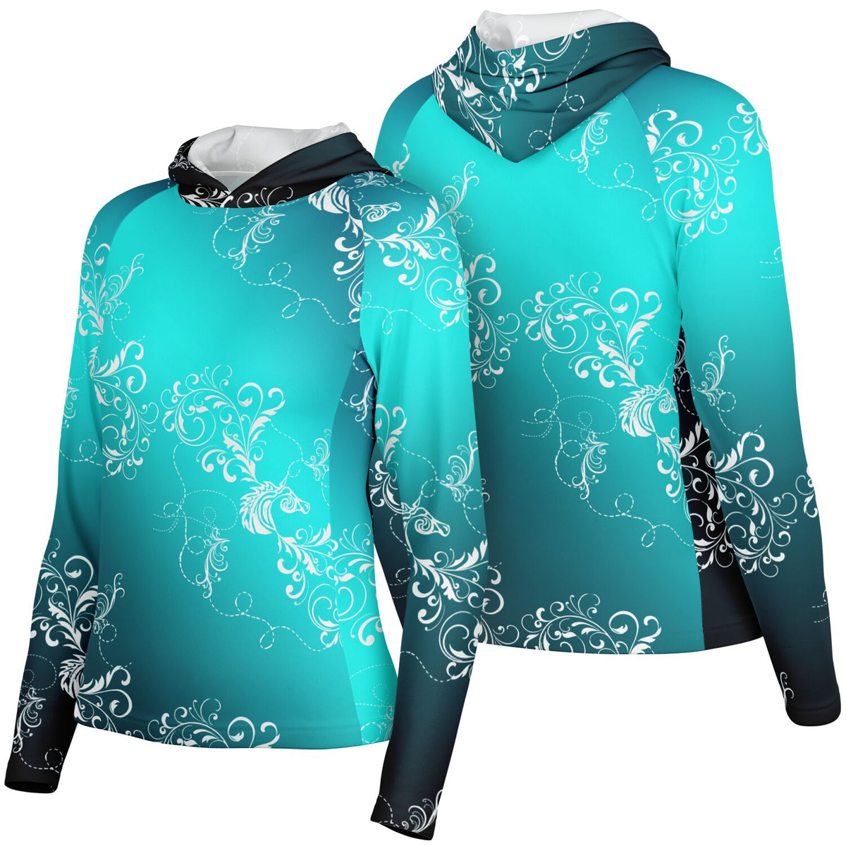 Women's Paisley Ombre Long Sleeve Hooded Performance Shirt -