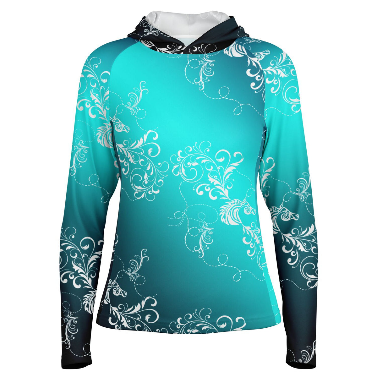 Women's Paisley Ombre Long Sleeve Hooded Performance Shirt -
